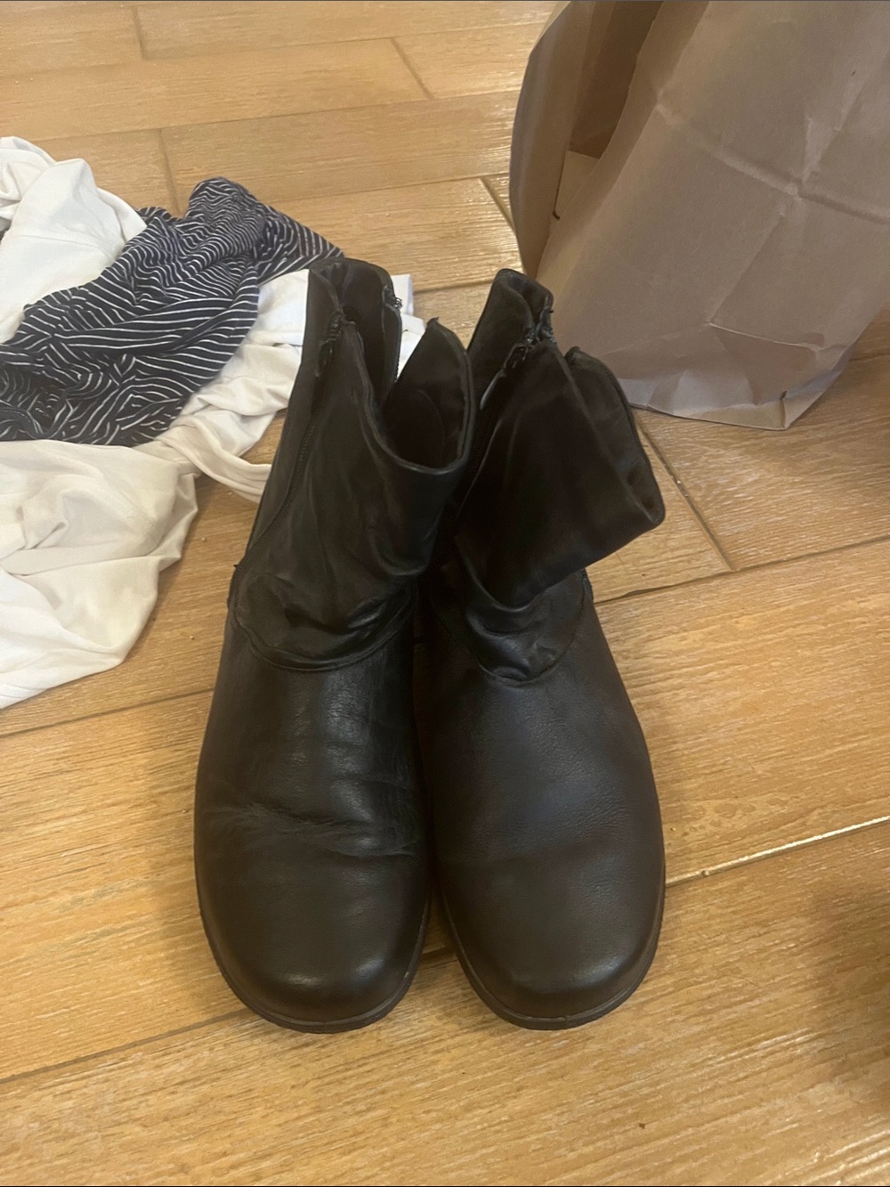 hotter Black Leather Ankle Combat Boots